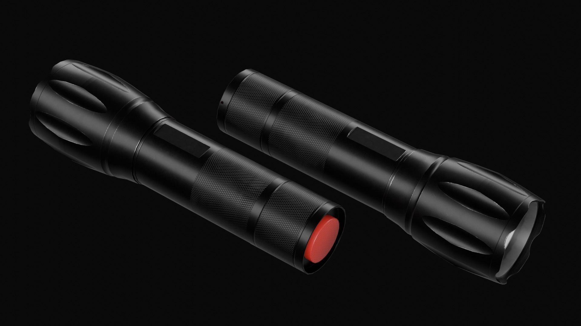 Tactical LED Flashlight Low-poly 3D model_6