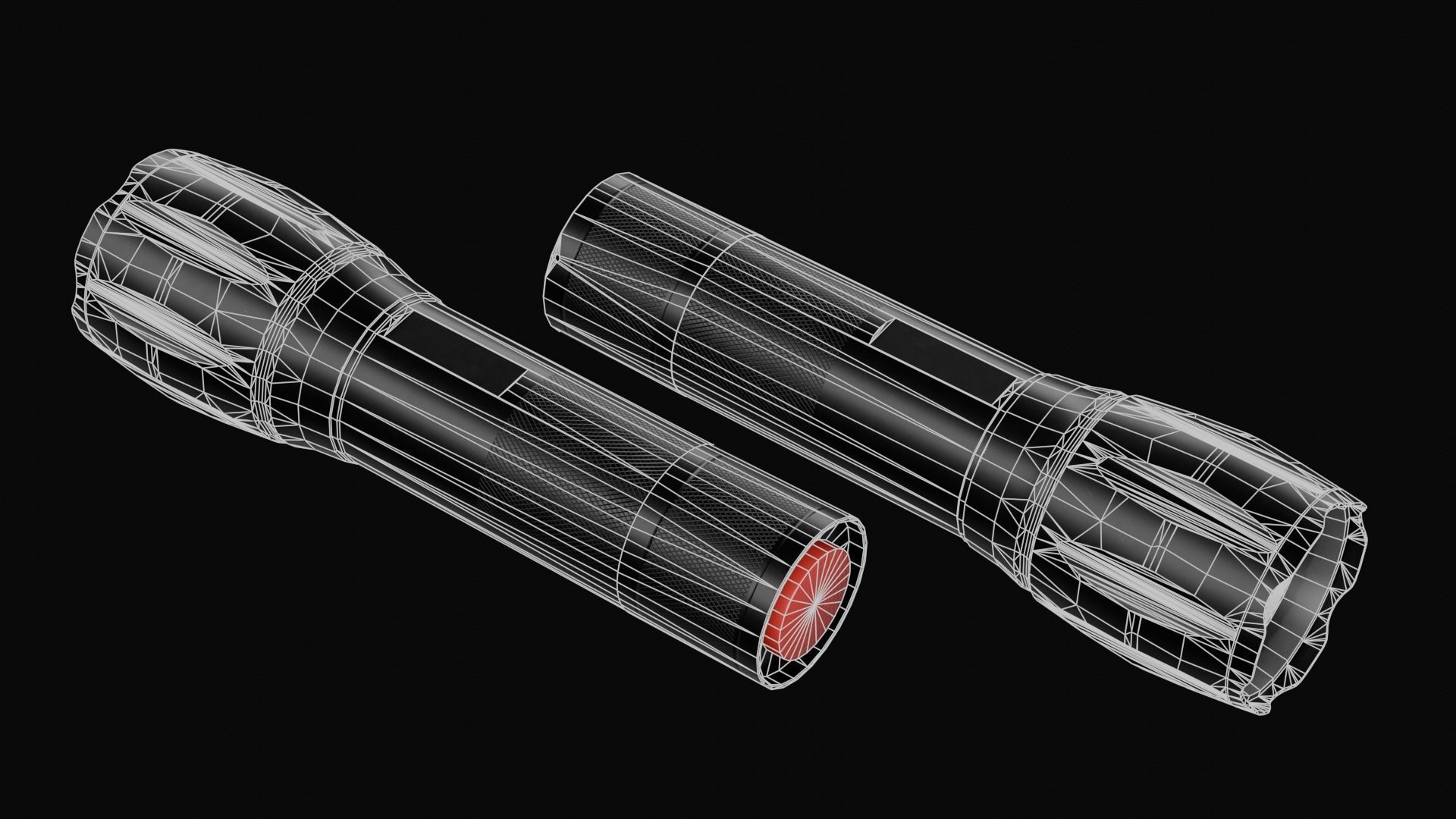 Tactical LED Flashlight Low-poly 3D model_14