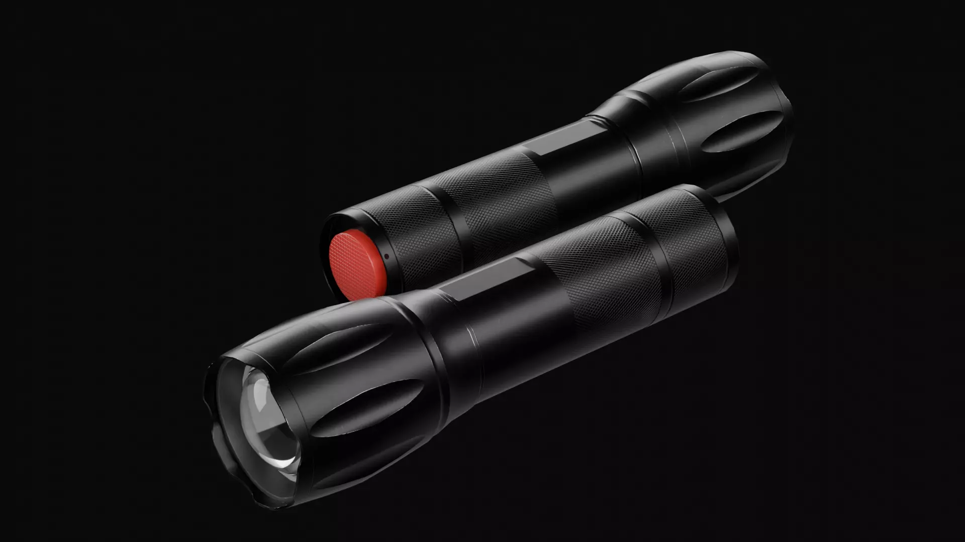 Tactical LED Flashlight Low-poly 3D model_0