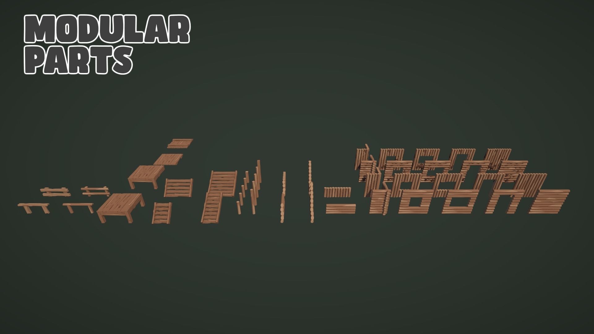 Low World - Modular Lodges and Cabins Low-poly 3D model_10