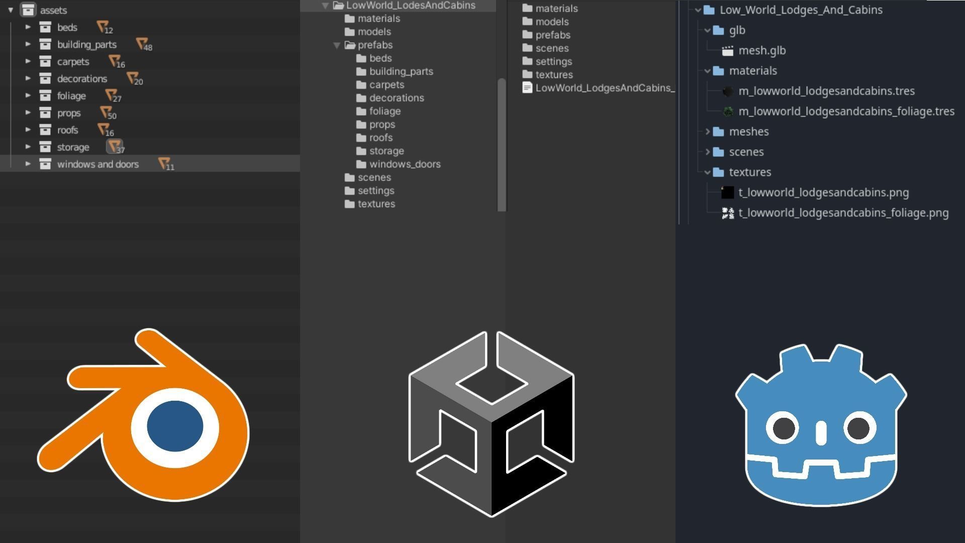 Low World - Modular Lodges and Cabins Low-poly 3D model_21