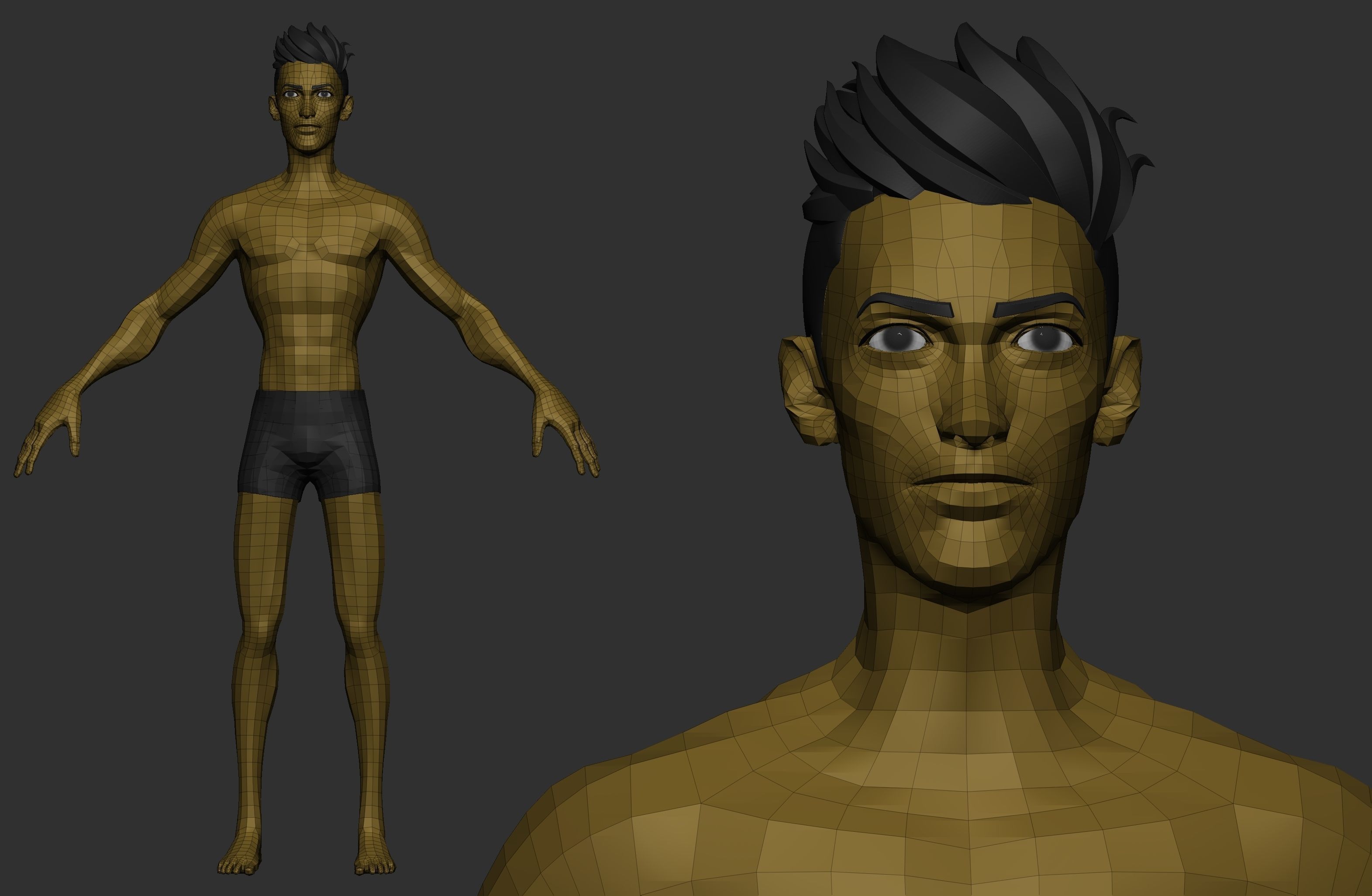 Stylized Male basemesh 3D model_6