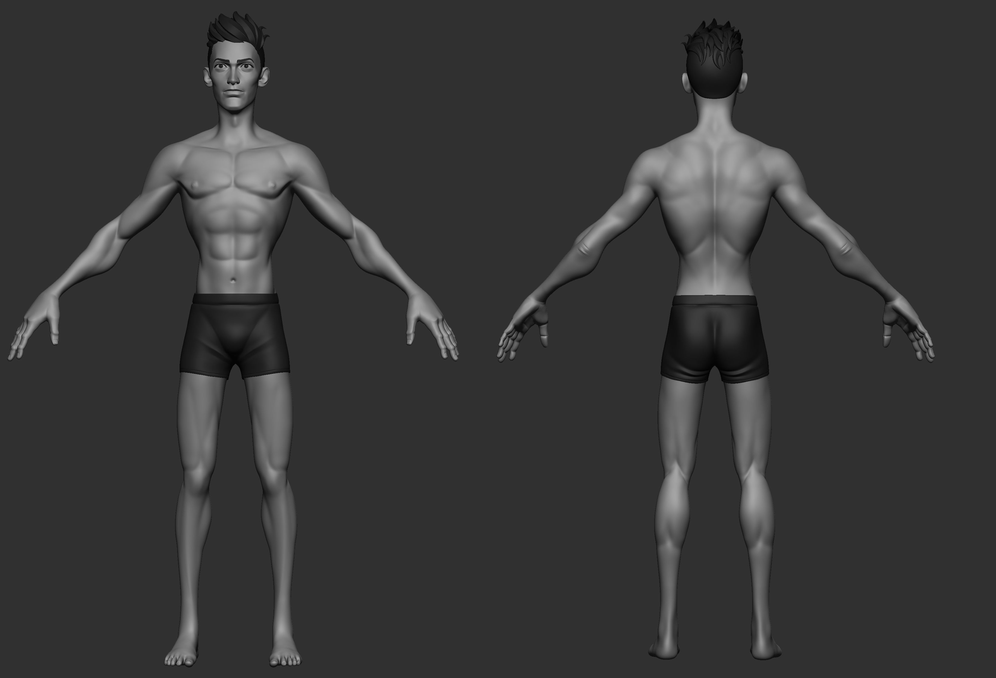 Stylized Male basemesh 3D model_2