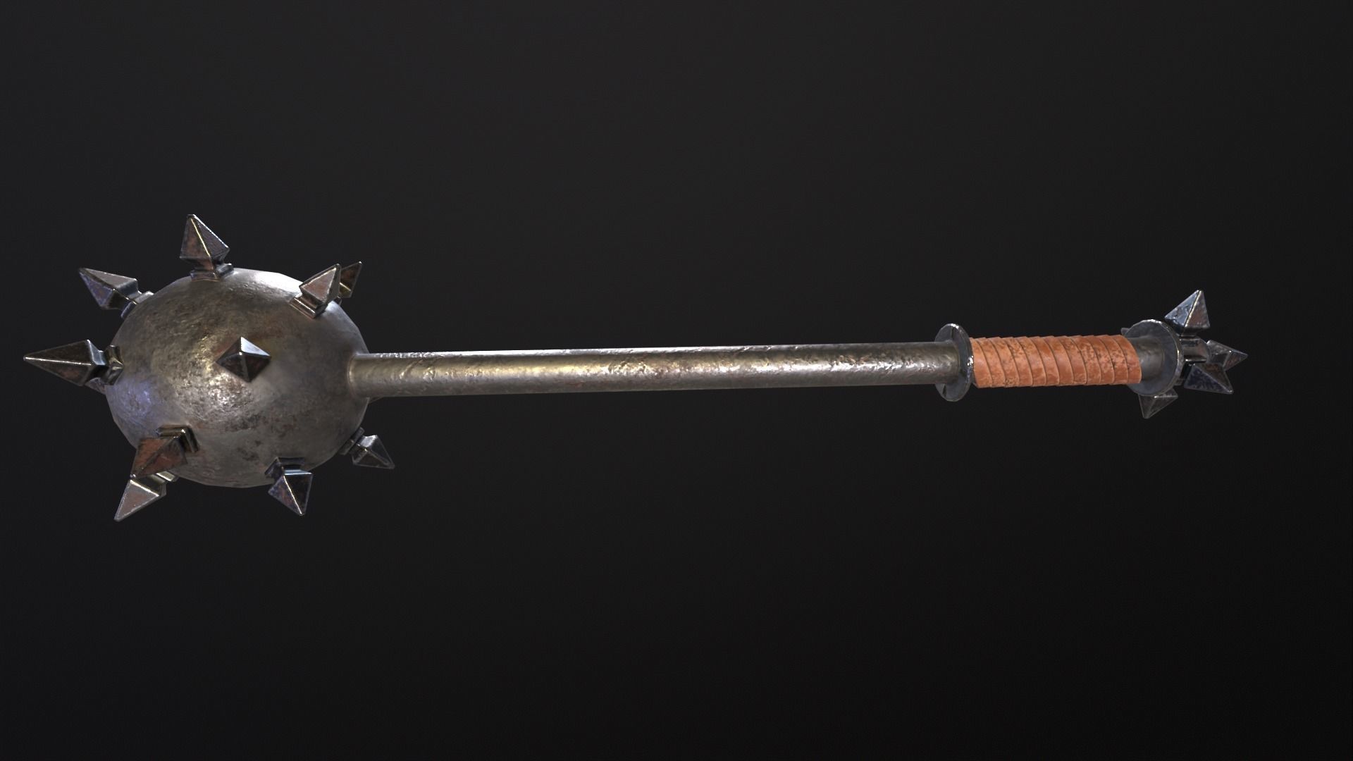 Medieval Spiked Ball Mace Low-poly 3D model_2