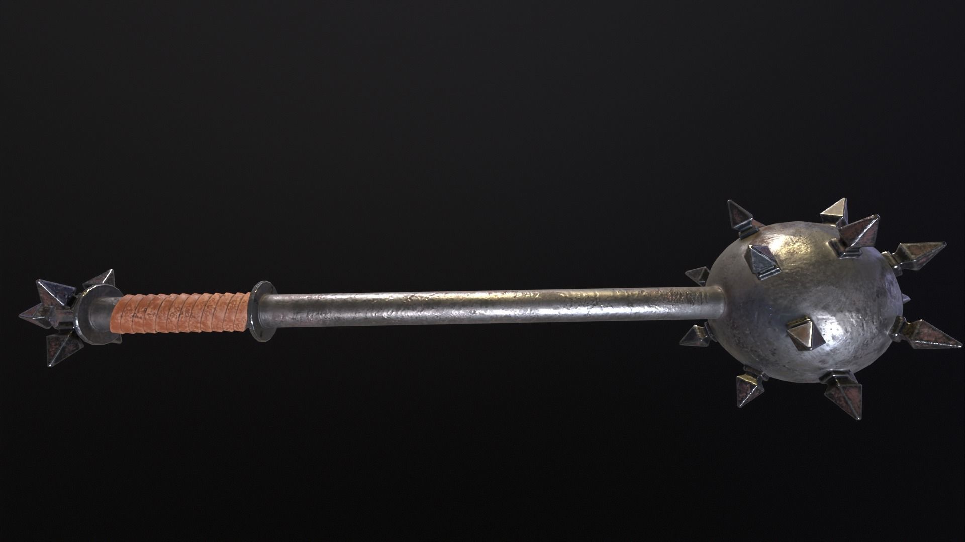 Medieval Spiked Ball Mace Low-poly 3D model_20