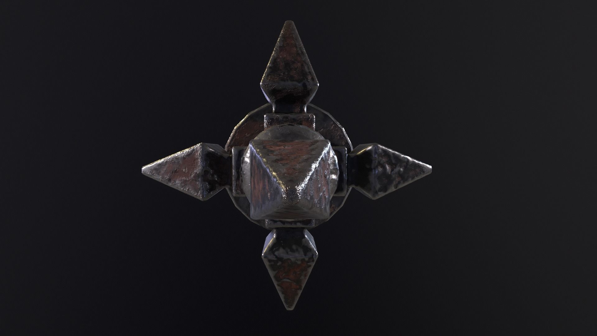 Medieval Spiked Ball Mace Low-poly 3D model_14