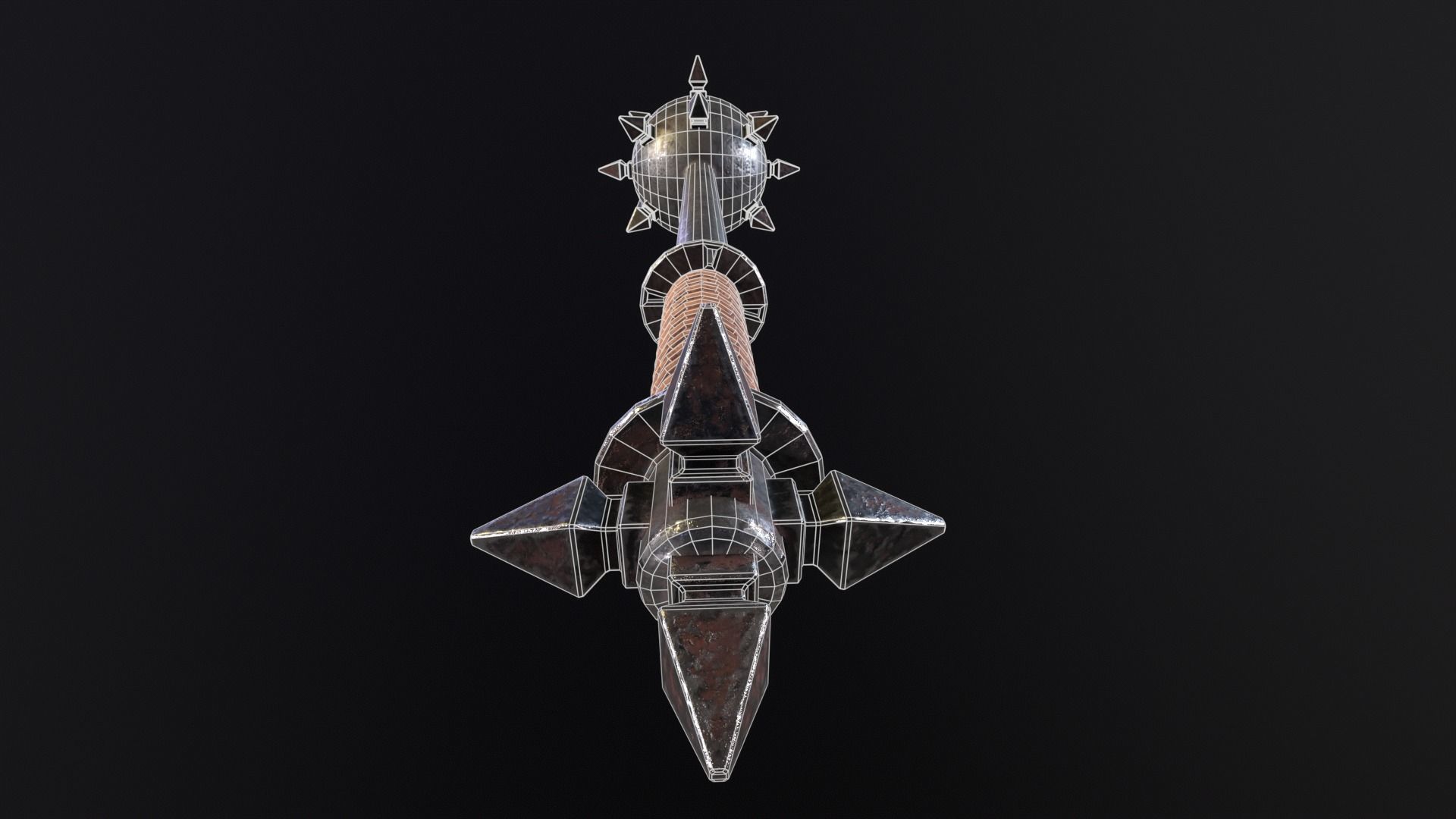 Medieval Spiked Ball Mace Low-poly 3D model_13