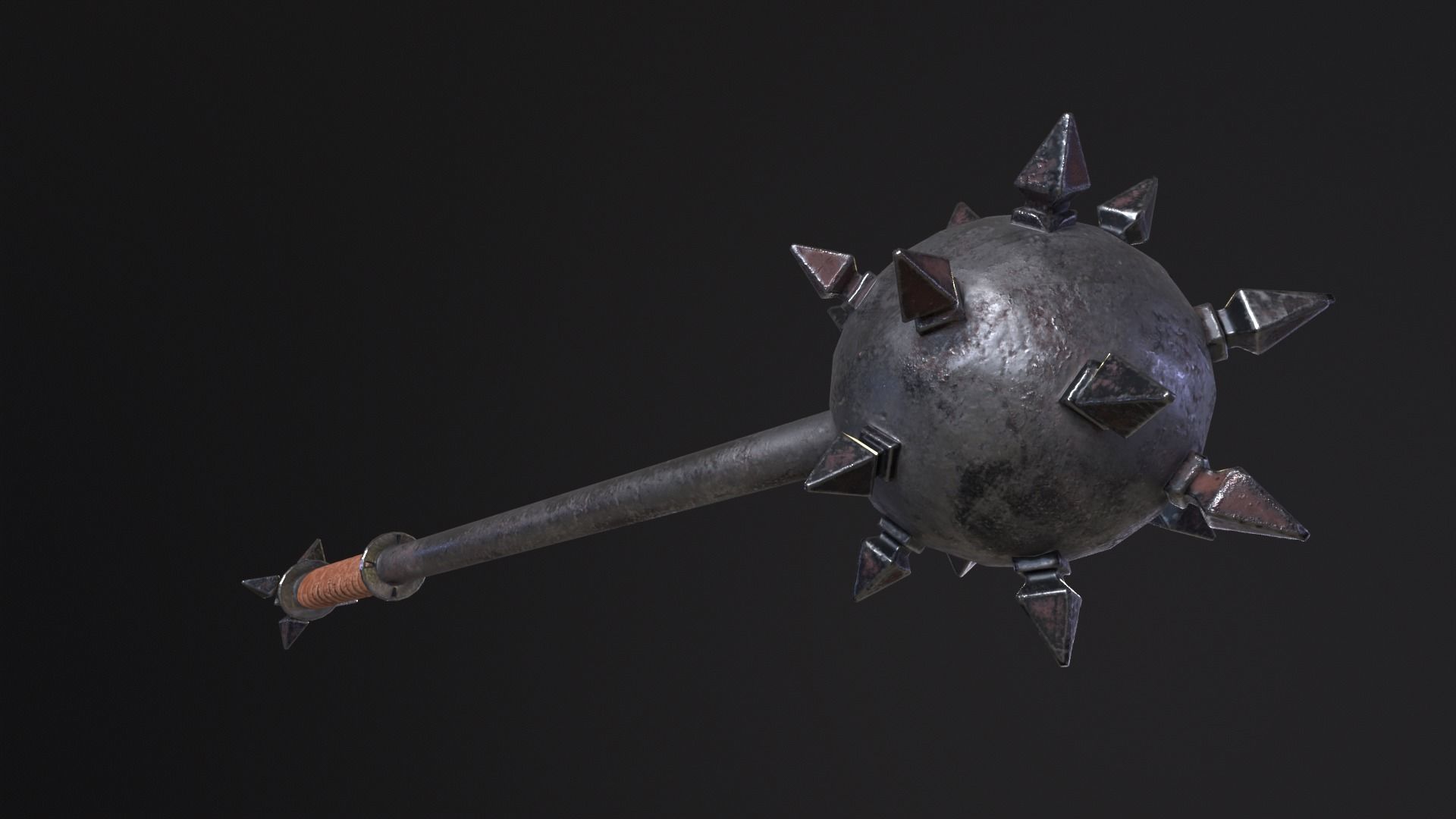 Medieval Spiked Ball Mace Low-poly 3D model_22
