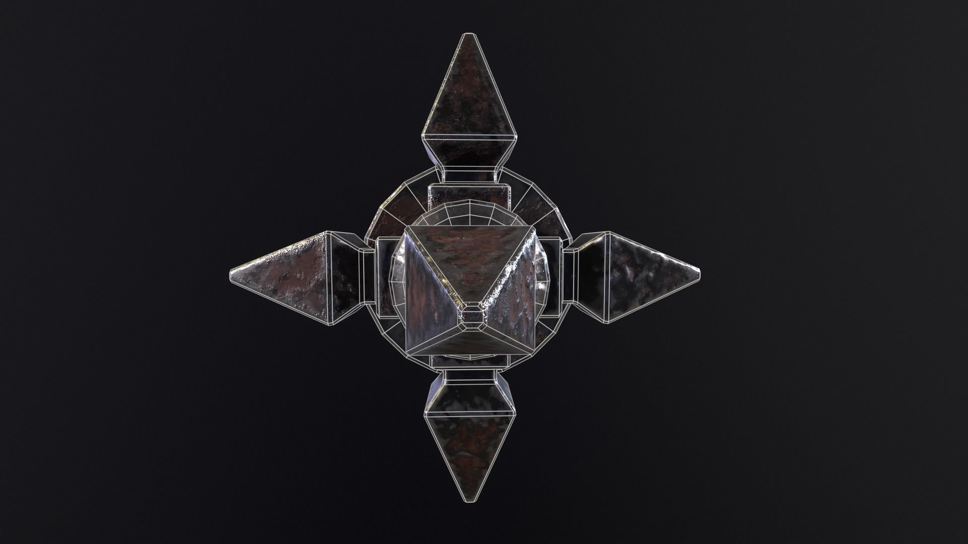 Medieval Spiked Ball Mace Low-poly 3D model_15