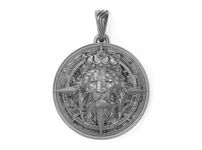 Lion  Medallion Pendant Necklace
