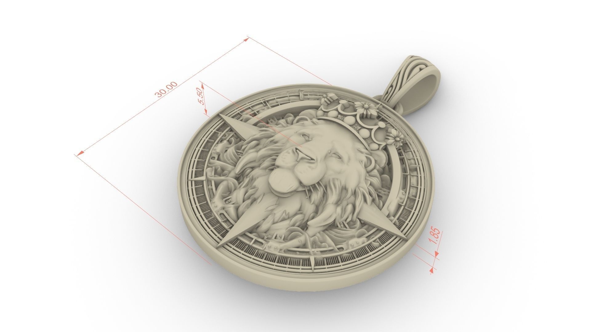 Lion Medallion Pendant Necklace 3D print model_6