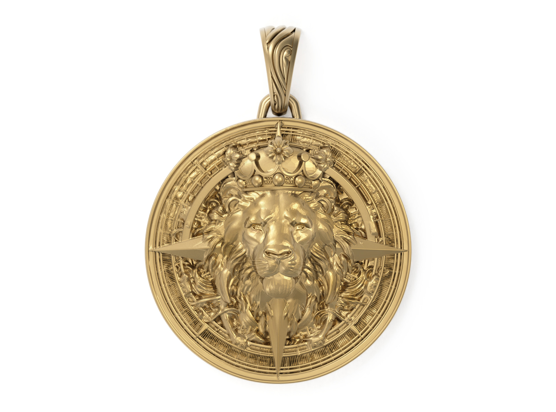 Lion Medallion Pendant Necklace 3D print model_1
