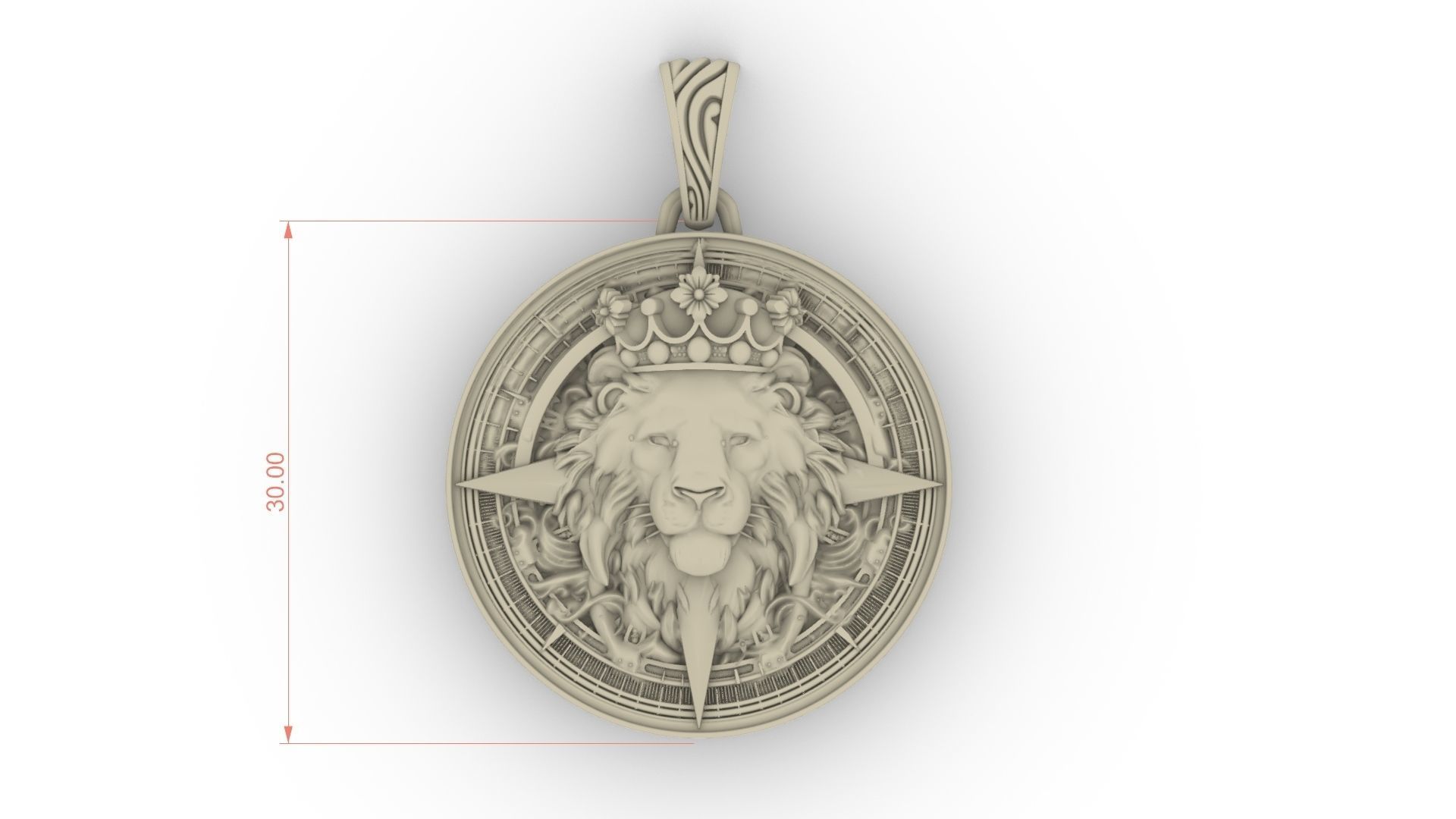 Lion Medallion Pendant Necklace 3D print model_4