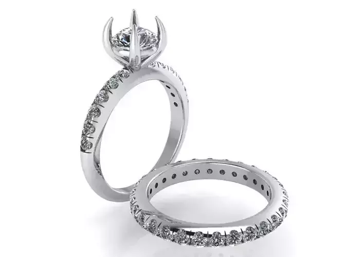 Round Diamond Ring With Band 1255