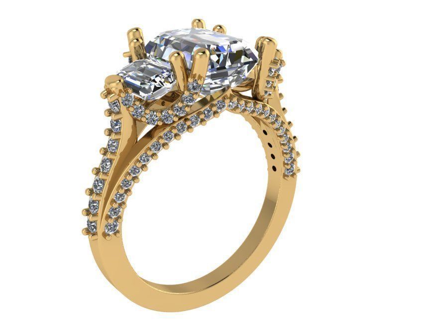 3 Stone Diamond Ring 1258 3D print model_1