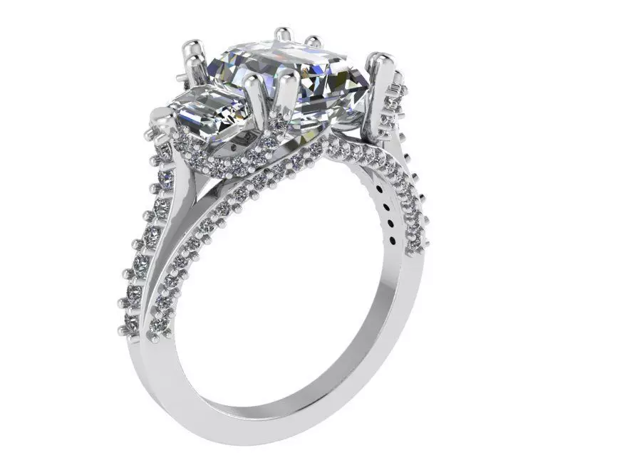 3 Stone Diamond Ring 1258 3D print model_0