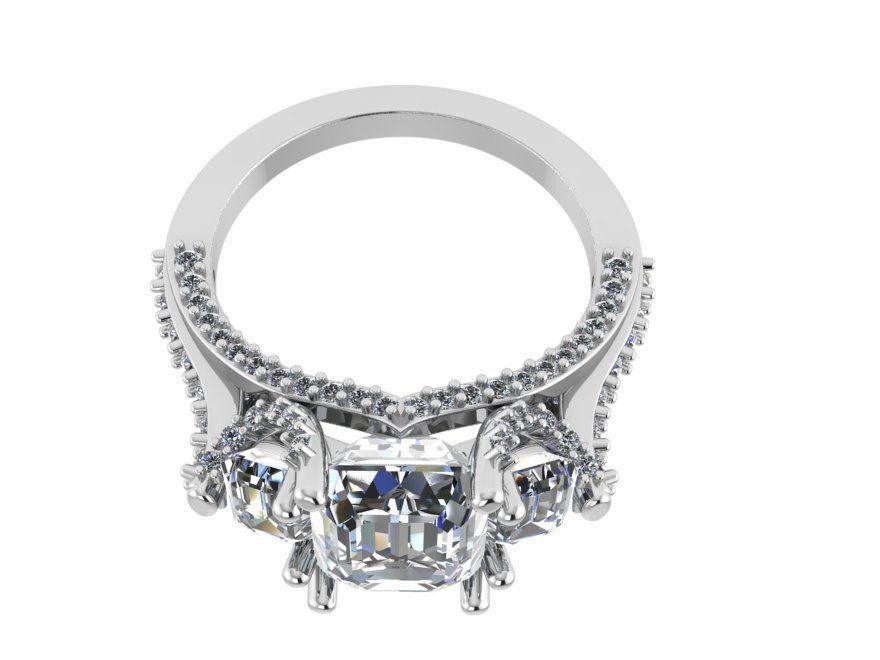 3 Stone Diamond Ring 1258 3D print model_2