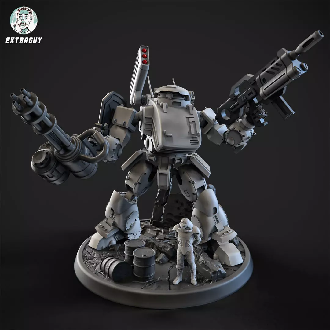 Blubbery Robot Poseable 100mm 3D print model_0