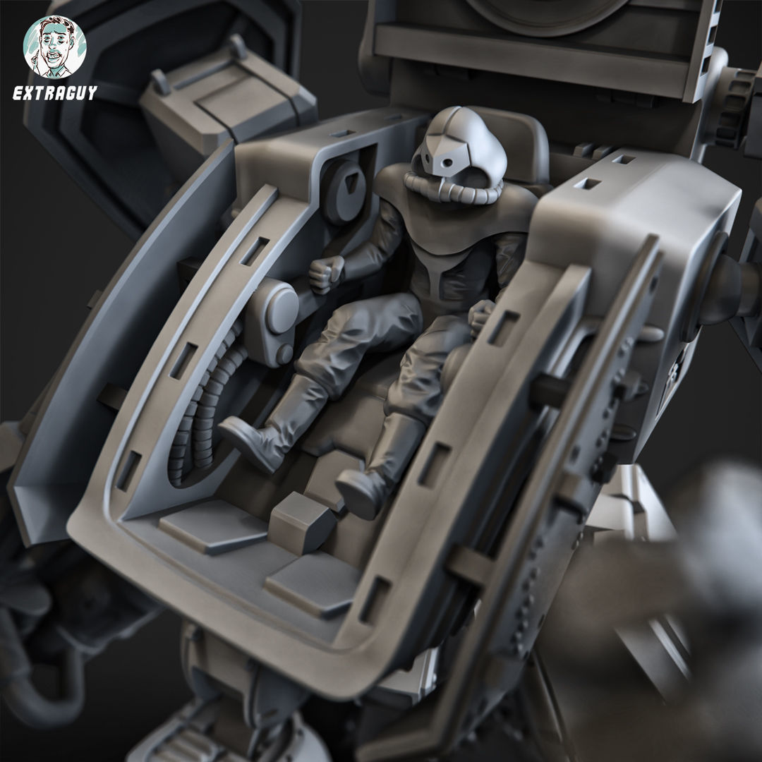 Blubbery Robot Poseable 100mm 3D print model_3