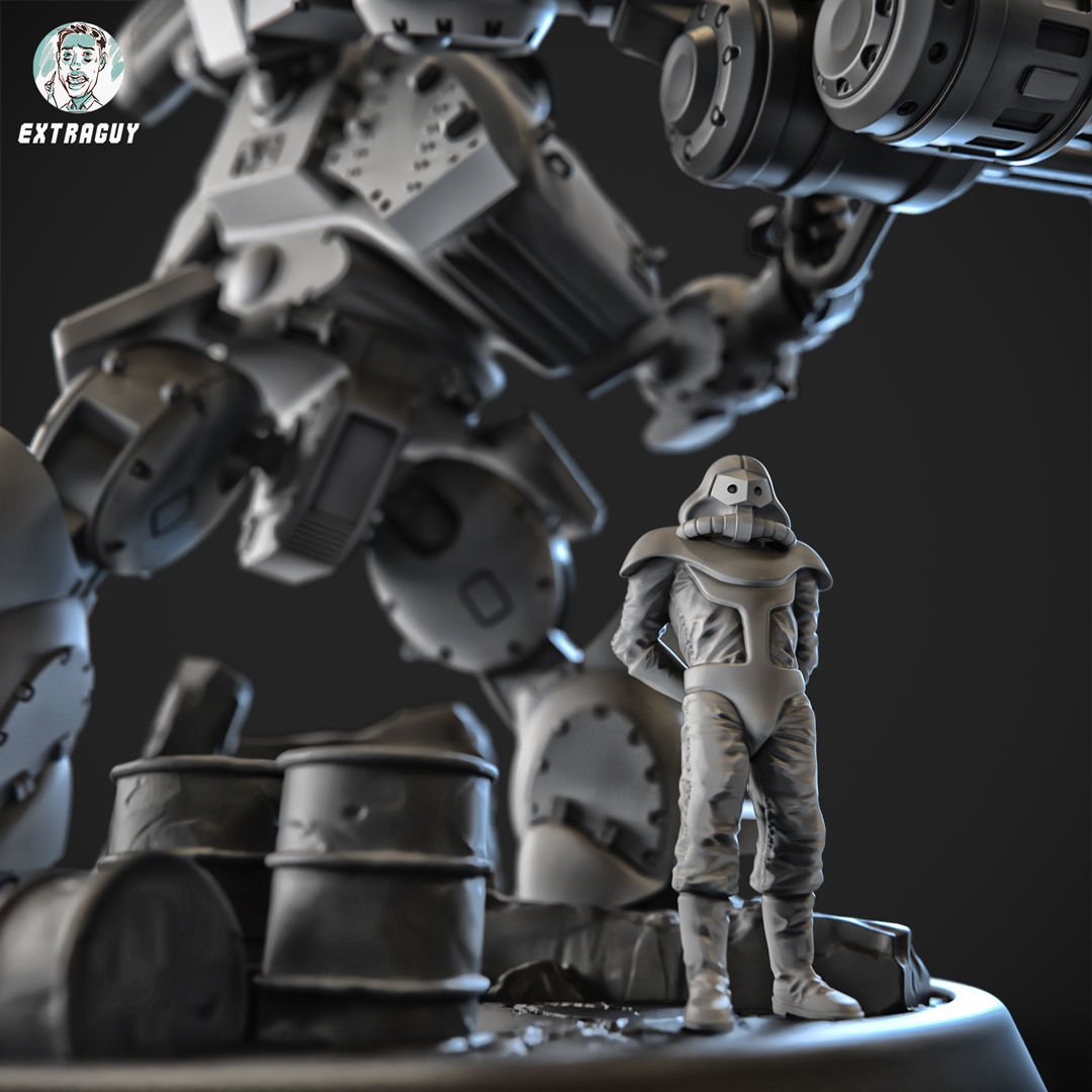 Blubbery Robot Poseable 100mm 3D print model_2