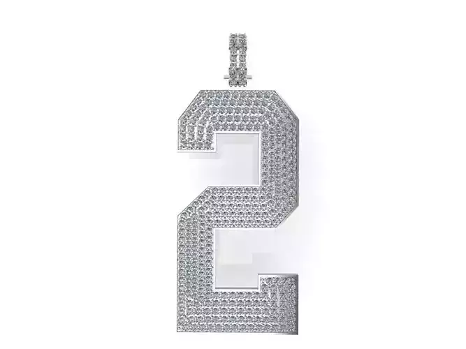 2 Number Pave Pendant 1264