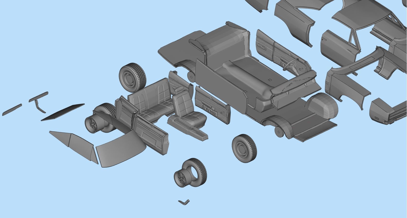 Car 3d printing models Charger second gen with interior 3D print model_21