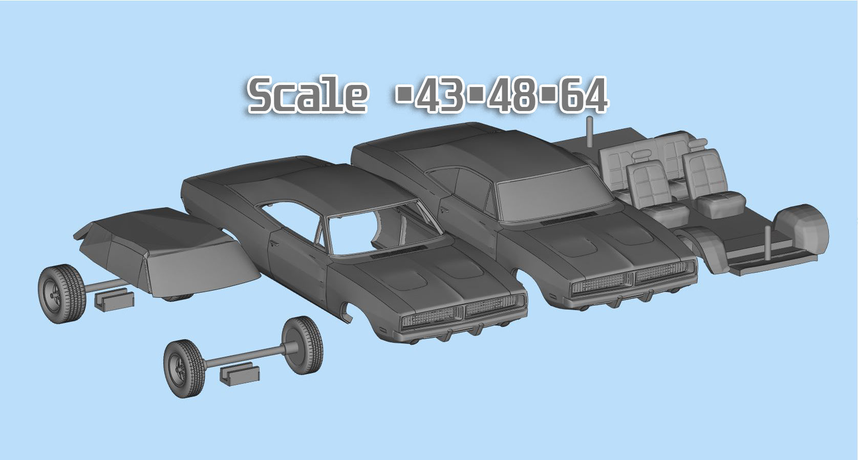 Car 3d printing models Charger second gen with interior 3D print model_6