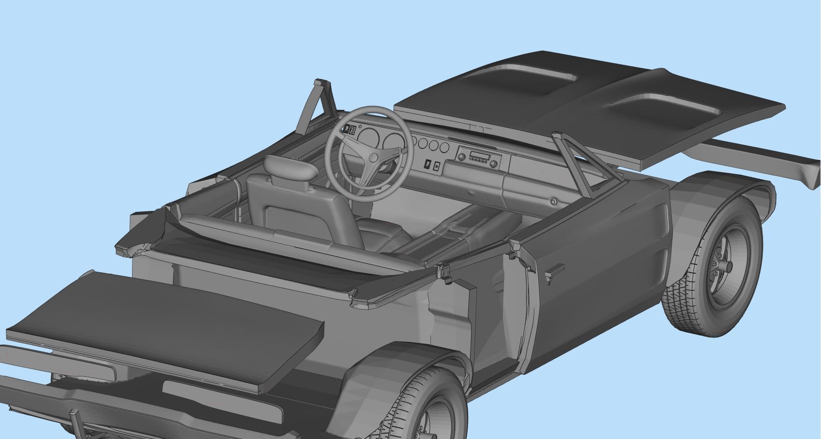 Car 3d printing models Charger second gen with interior 3D print model_18
