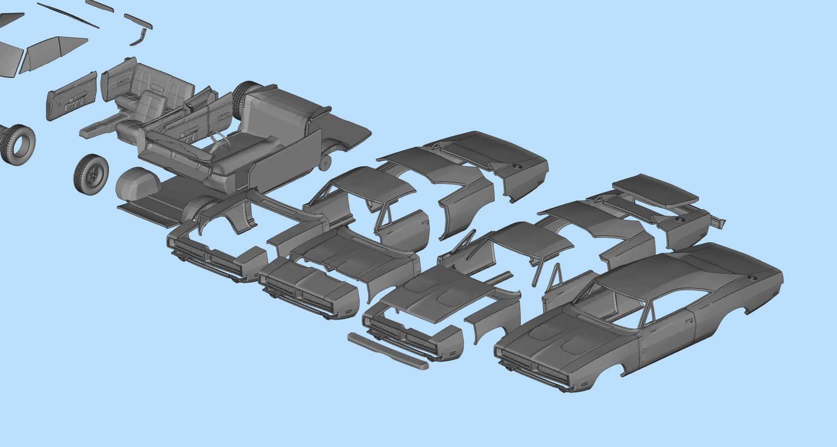Car 3d printing models Charger second gen with interior 3D print model_14