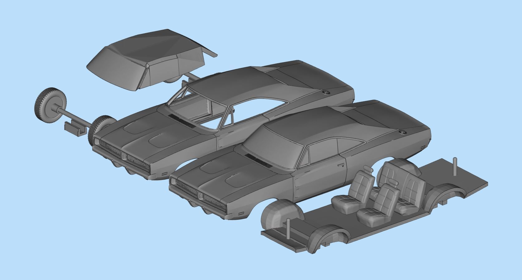 Car 3d printing models Charger second gen with interior 3D print model_20