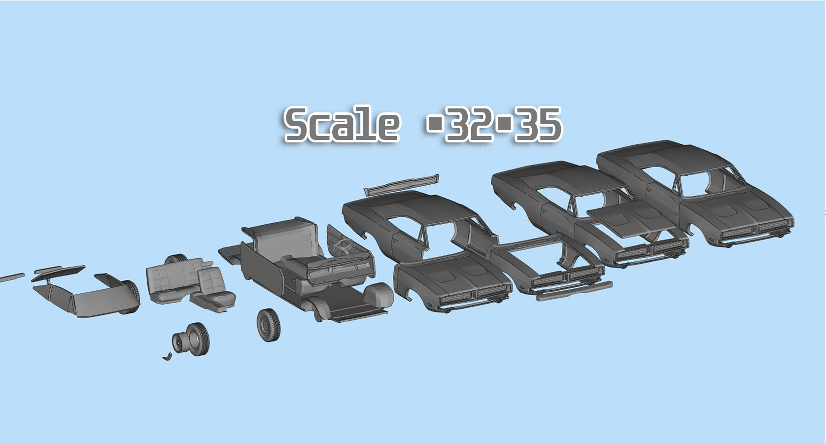 Car 3d printing models Charger second gen with interior 3D print model_5