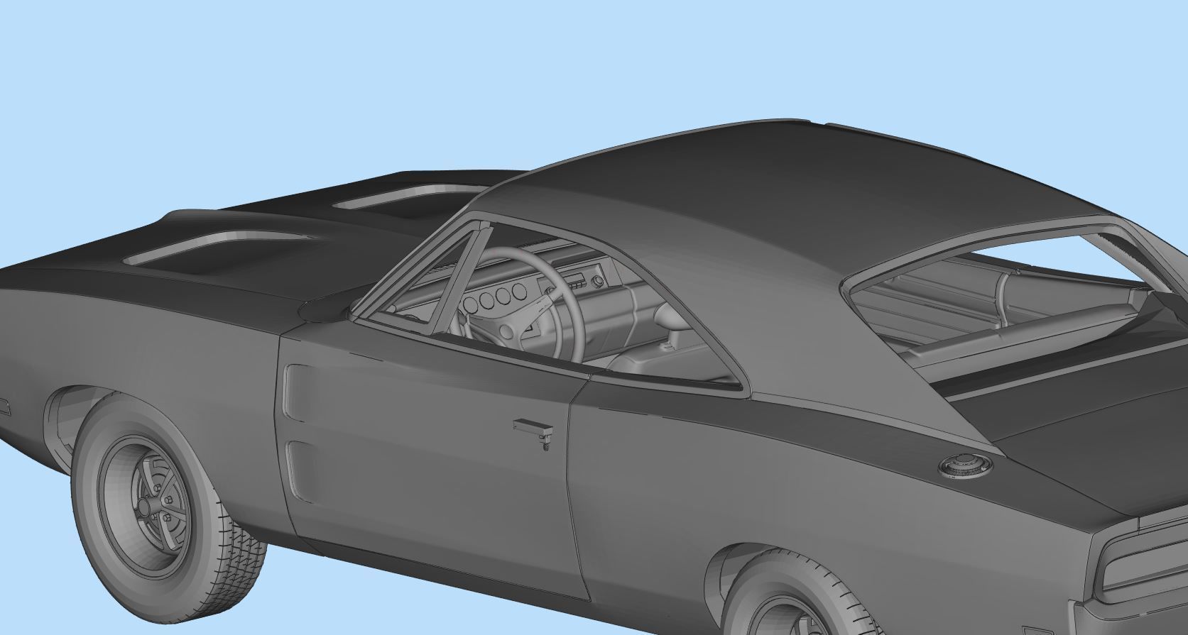 Car 3d printing models Charger second gen with interior 3D print model_12