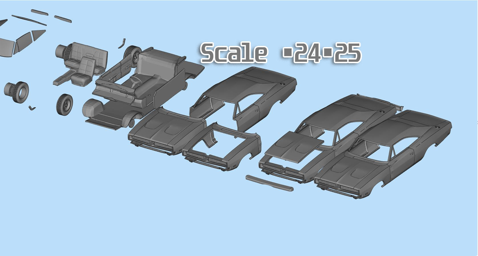 Car 3d printing models Charger second gen with interior 3D print model_4