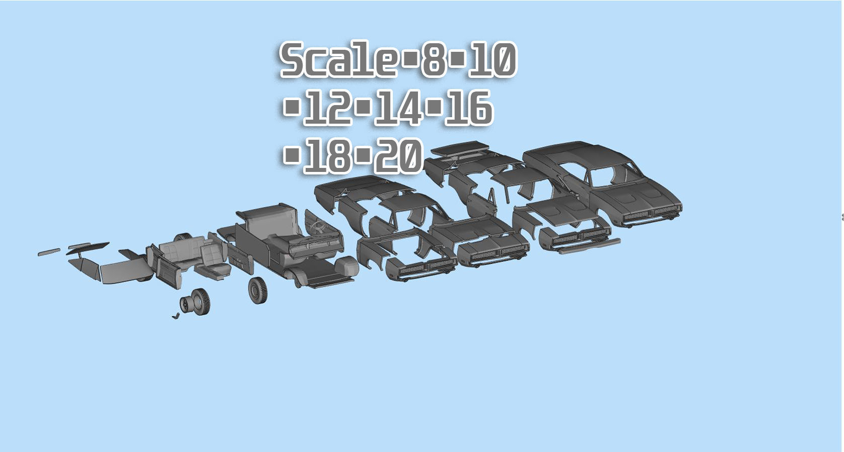 Car 3d printing models Charger second gen with interior 3D print model_3