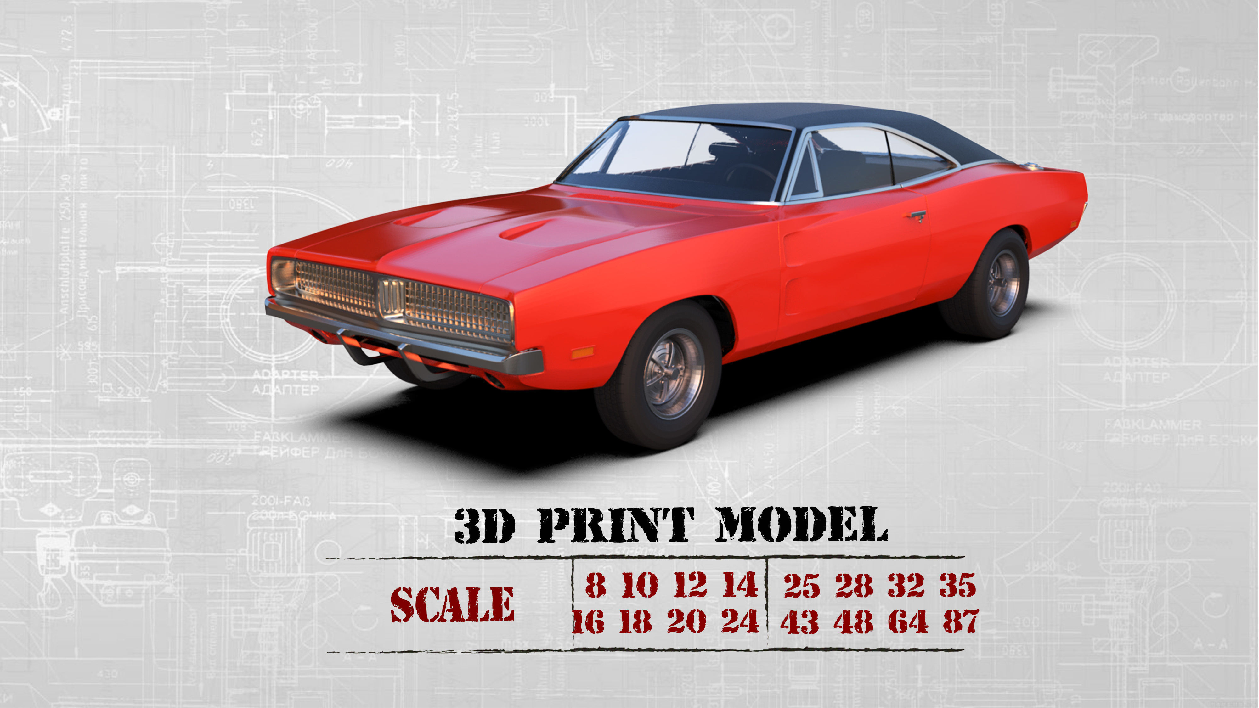 Car 3d printing models Charger second gen with interior 3D print model_13
