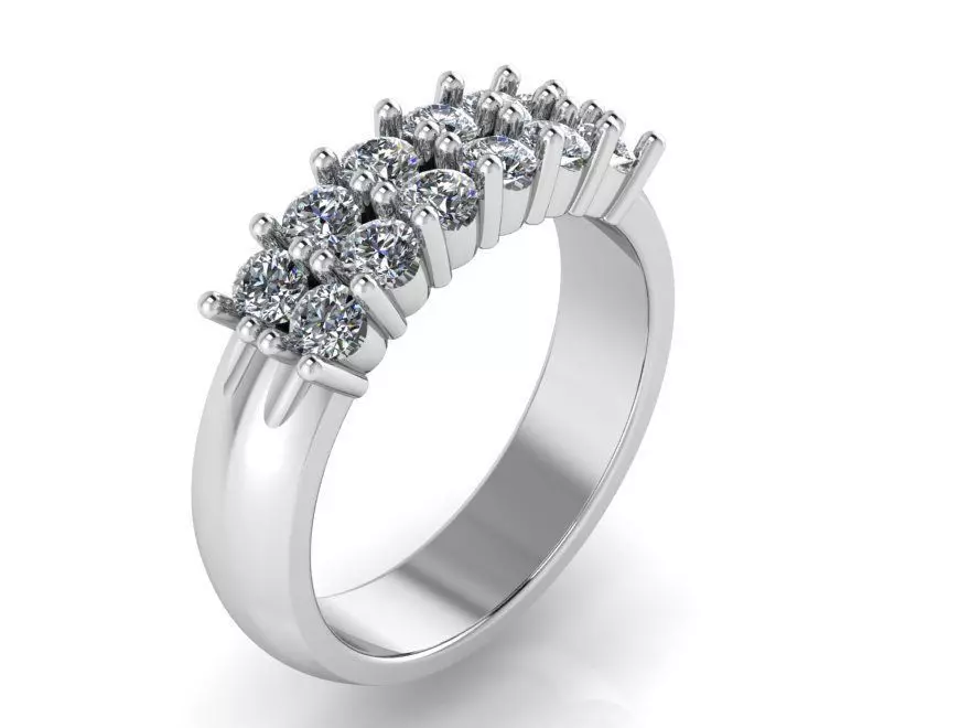 2 Row Diamond Band Ring 1273 3D print model