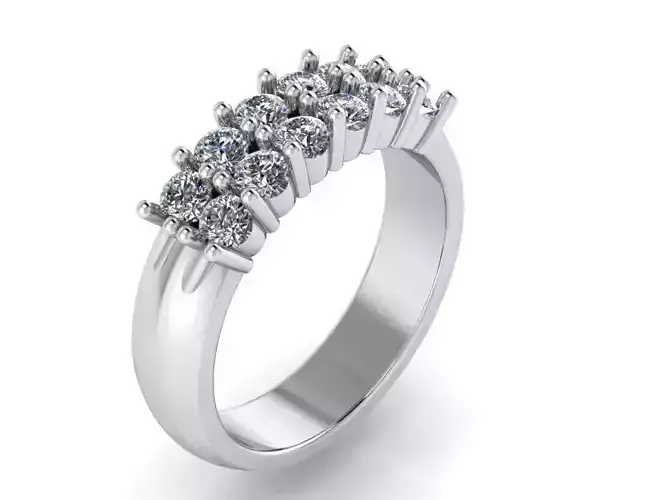 2 Row Diamond Band Ring 1273