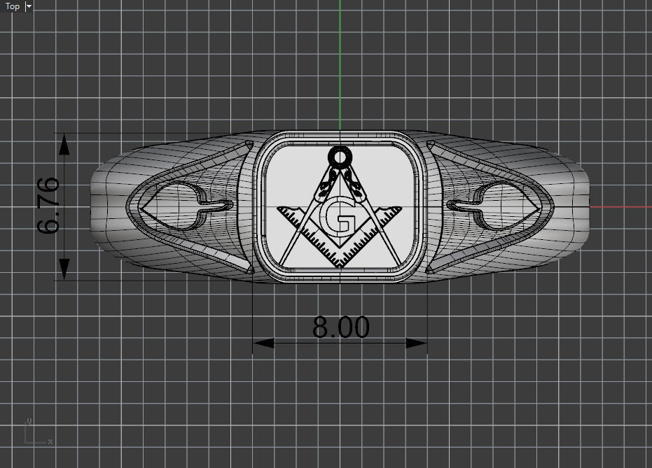 Freemasonry signet ring 3D print model_13