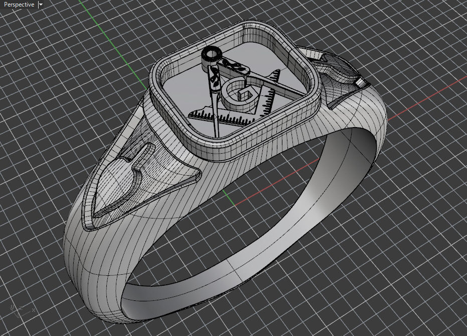 Freemasonry signet ring 3D print model_14