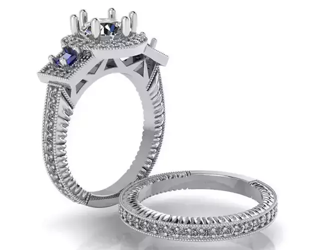 Oval Halo Ring With Band 1278