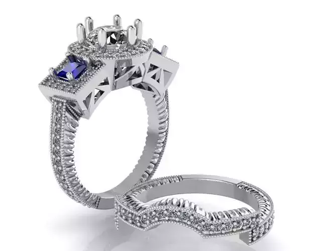 Round Halo Ring Set 1279