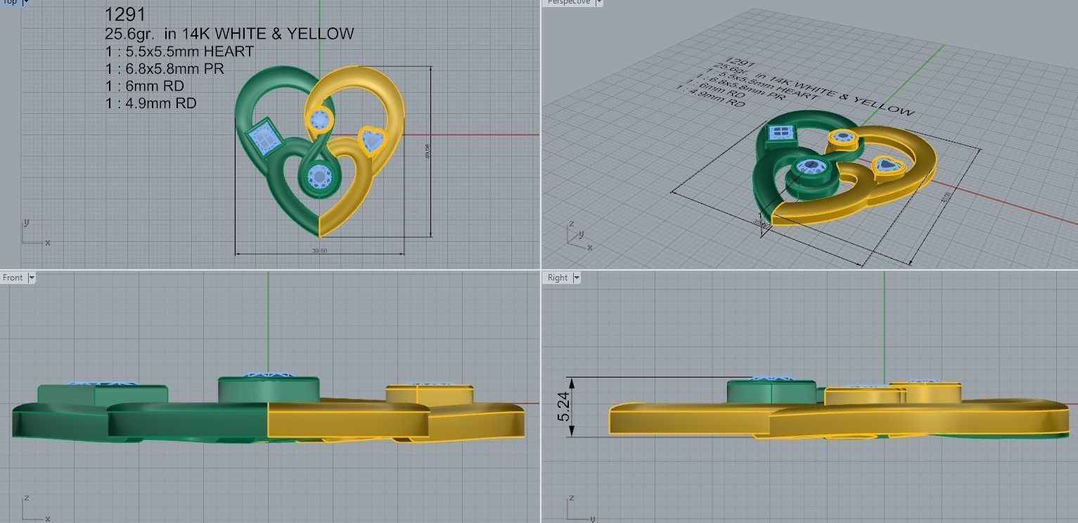 Heart Pendant 1291 3D print model_4