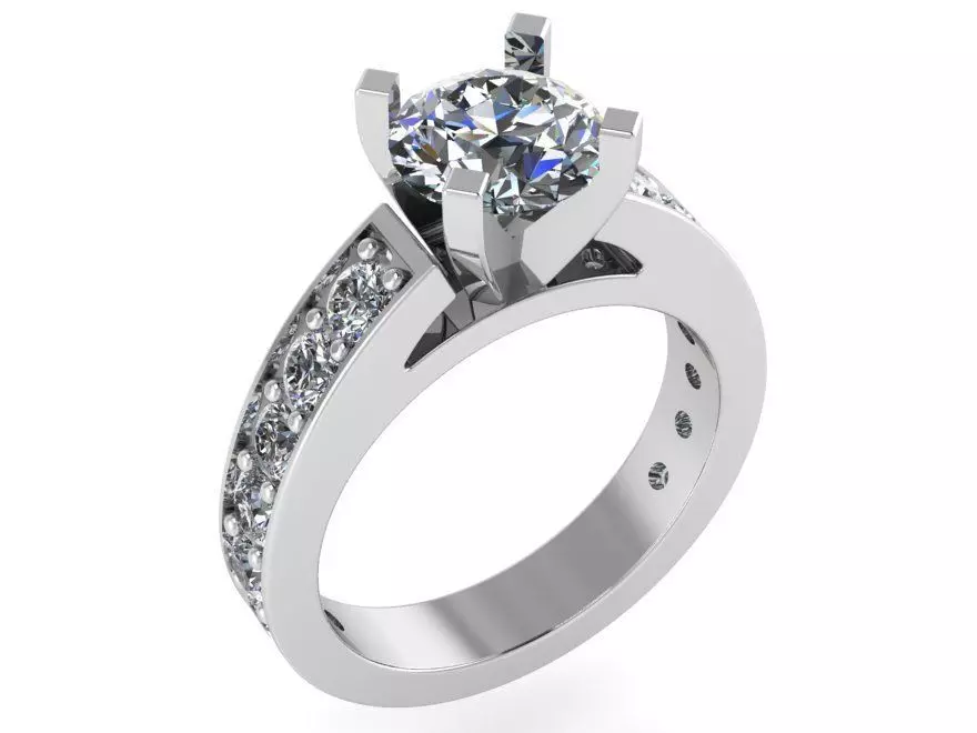 Round Diamond Peg Setting Ring 1293 3D print model_0