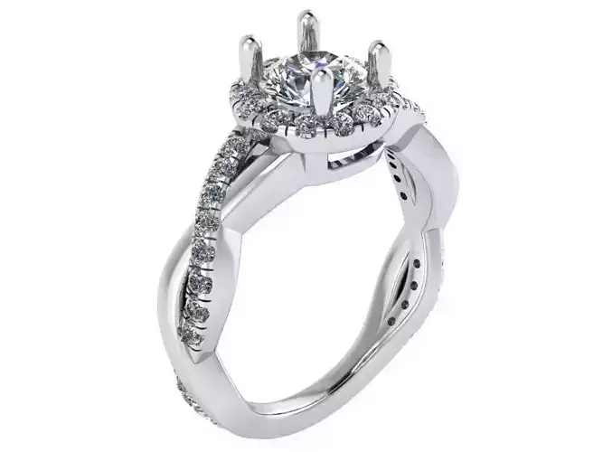 Round Halo Twisted Ring 1294