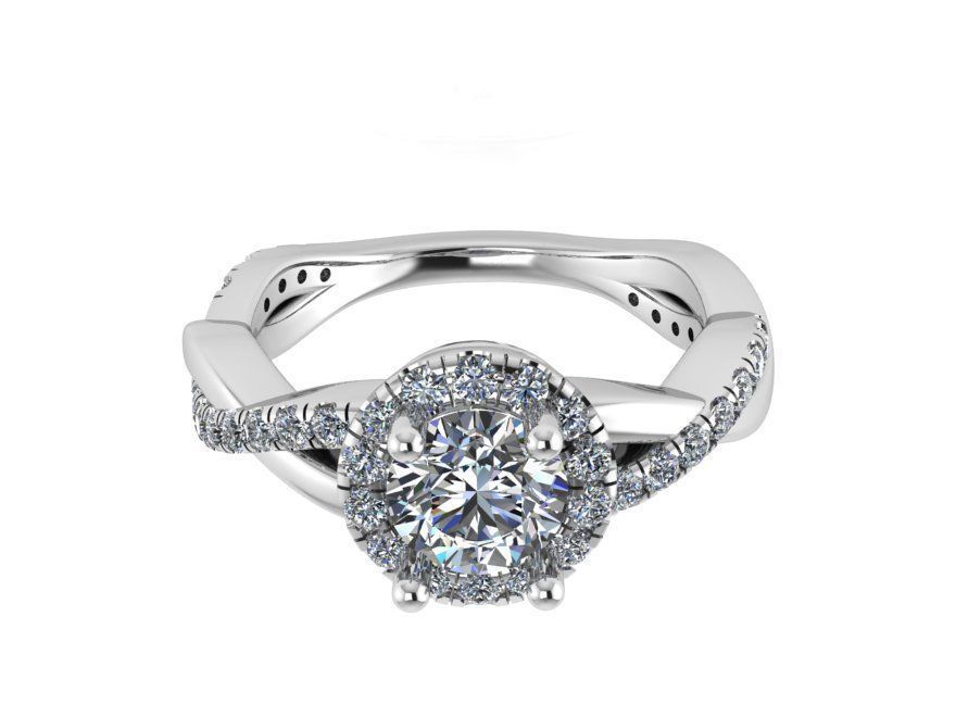 Round Halo Twisted Ring 1294 3D print model_2