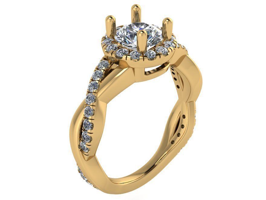 Round Halo Twisted Ring 1294 3D print model_1