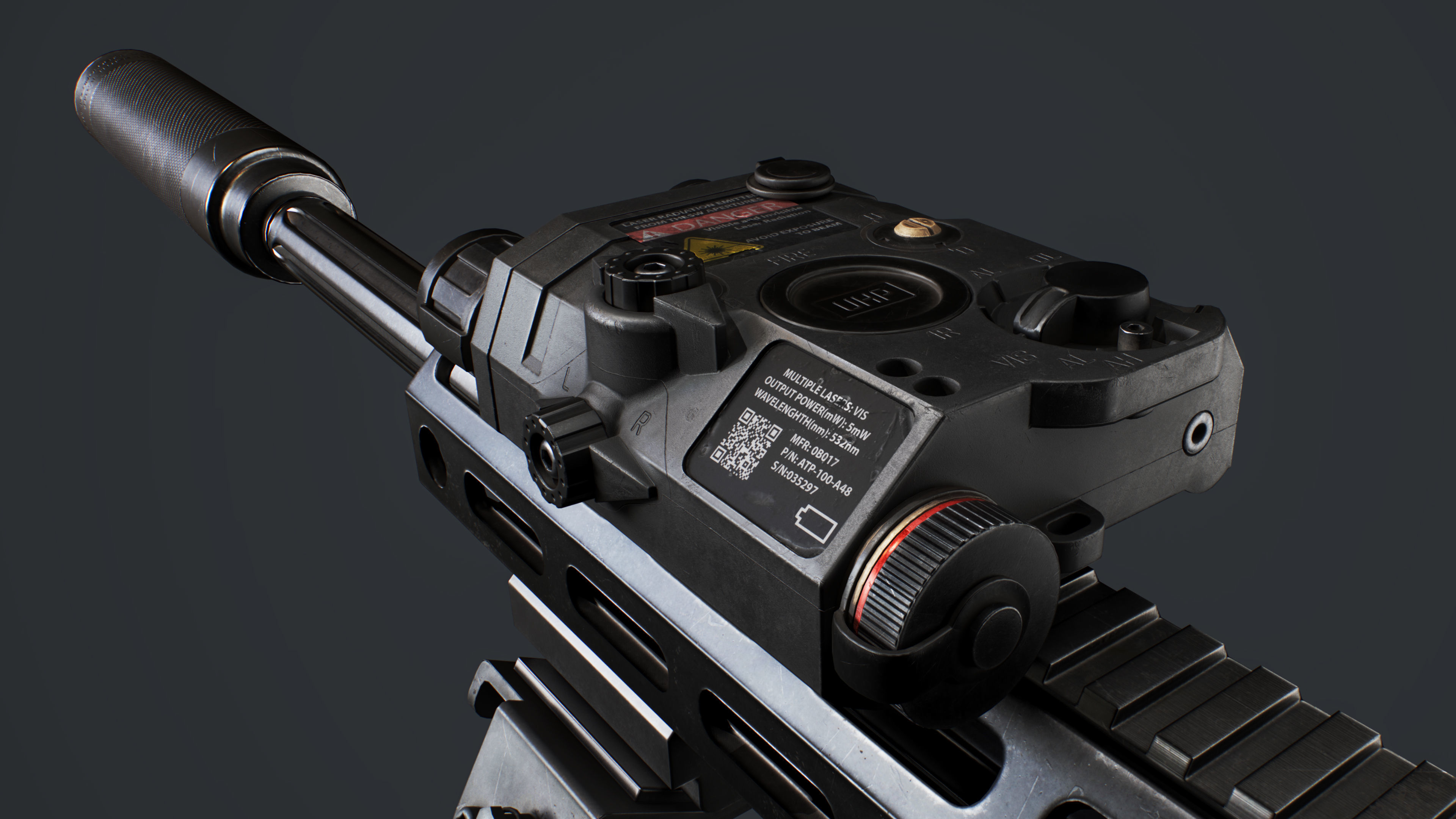 Tactical laser flashlight Low-poly 3D model_3