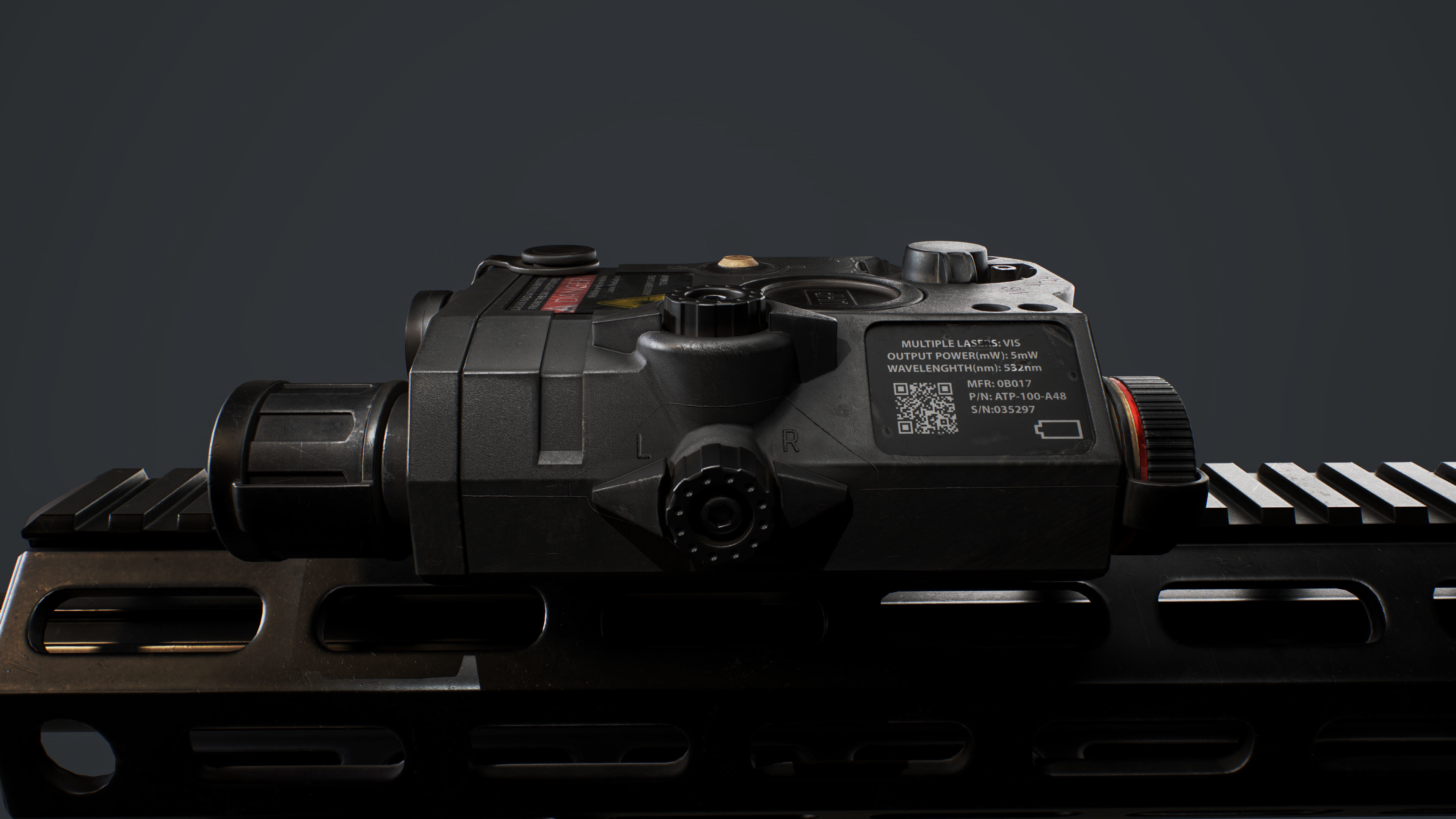 Tactical laser flashlight Low-poly 3D model_2