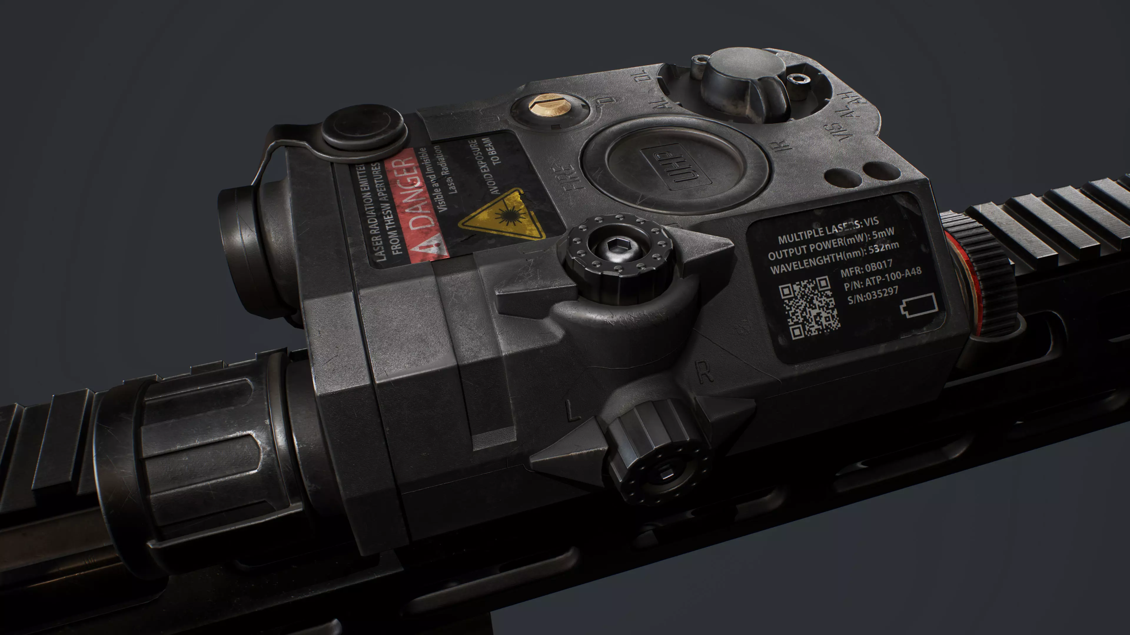 Tactical laser flashlight Low-poly 3D model_0