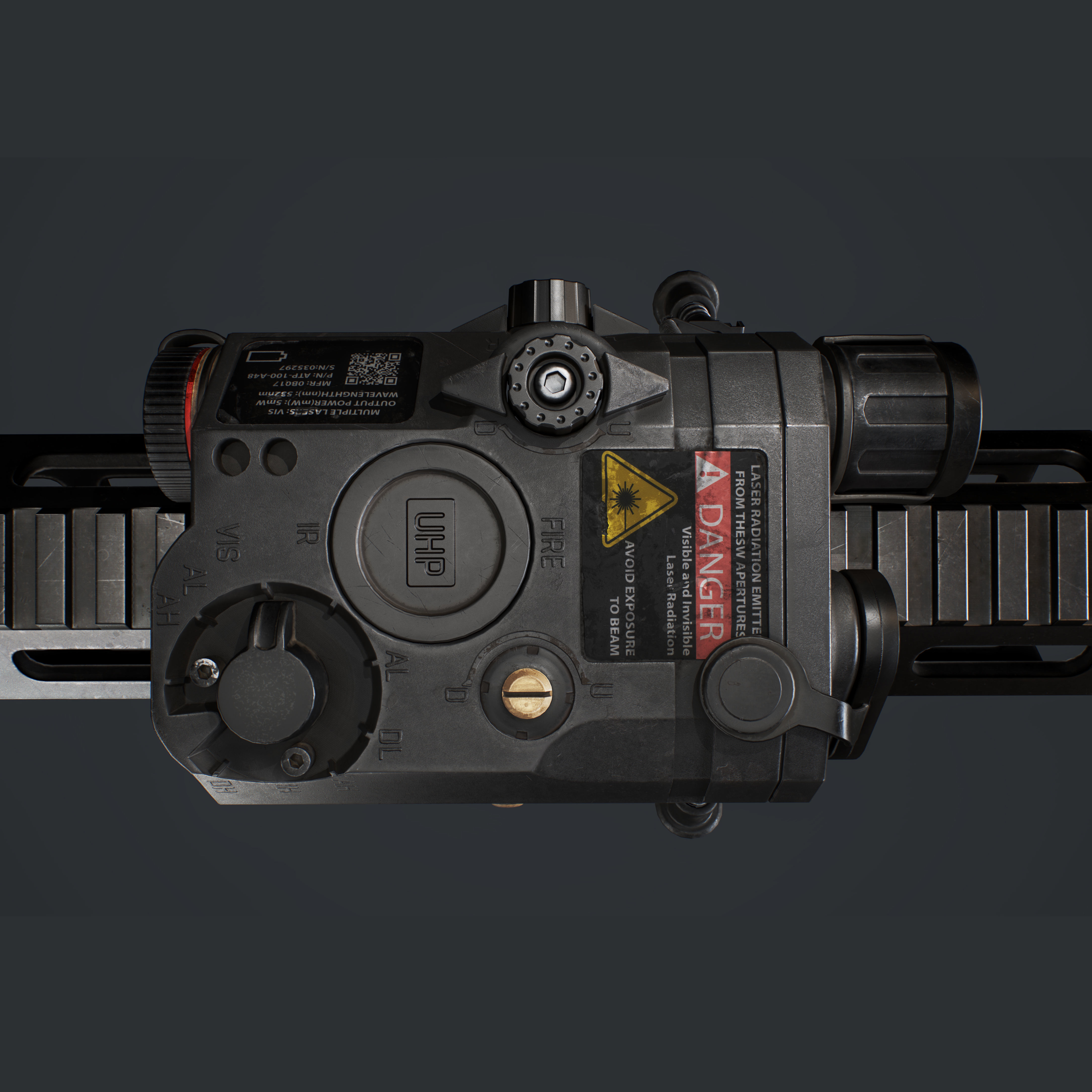 Tactical laser flashlight Low-poly 3D model_5